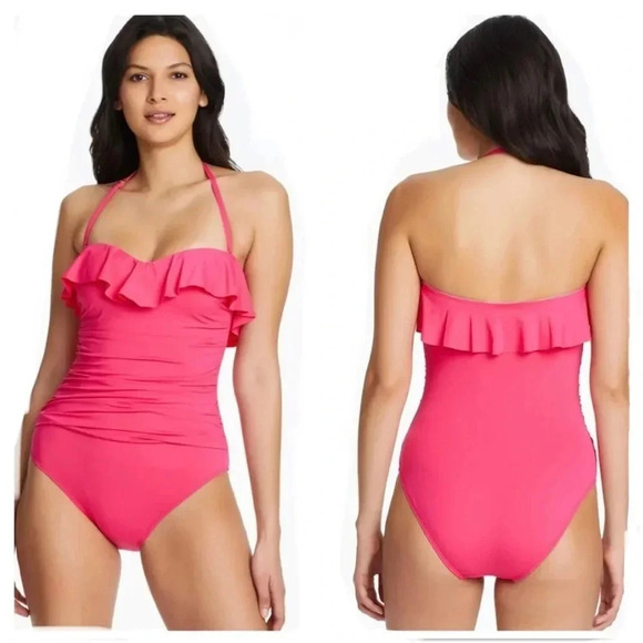 Bleu Rod Beattie ONE PIECE BANDEAU SWIMSUIT RUFFLED - Picture 1 of 10